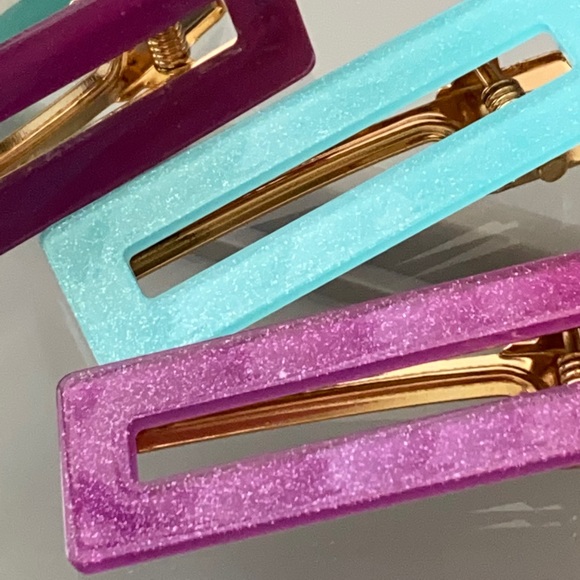 Jewel Tone Architectural Large Hair Clips 4pcs - Picture 2 of 5